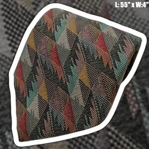Structure Necktie Multicolor Geometric Abstract Silk Italian Fabric VTG Retro
